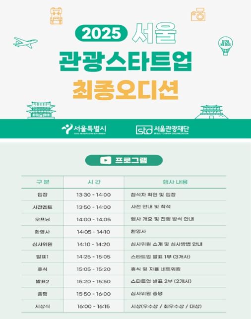 2025 서울 관광새싹기업 협력프로젝트 공개오디션 홍보물