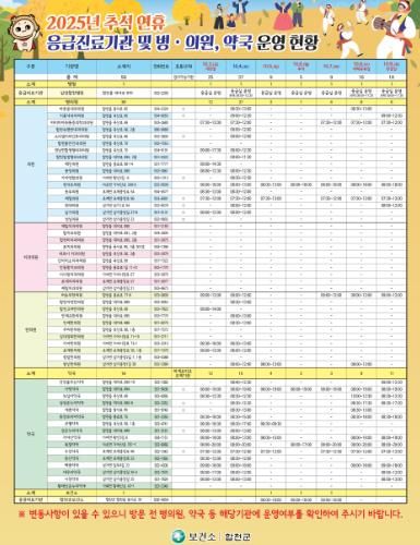 합천군, 2025년 추석 연휴 응급진료체계 운영
