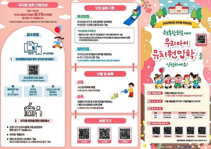 울산 유치원 신입생, 11월 3일부터 우선 모집 시작