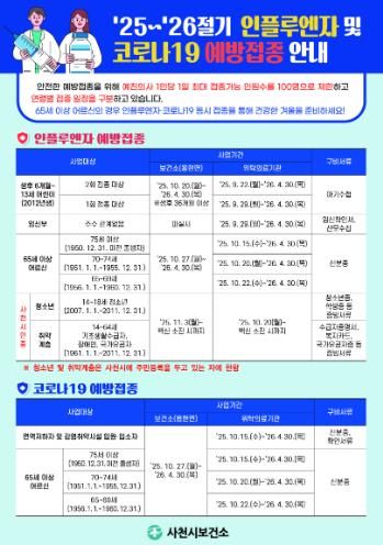 사천시, 인플루엔자 고위험군 예방접종 총력